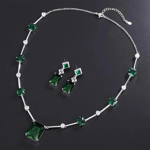 Emerald Rectangular Jewelry Set
