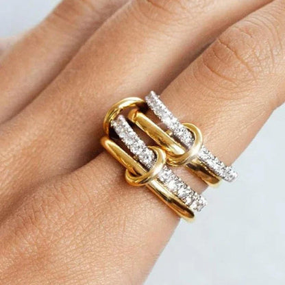 Elegant Calyra Stacked Crystals Ring