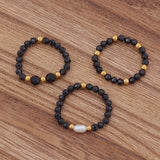 3pcs Set Amethyst Beaded Rings