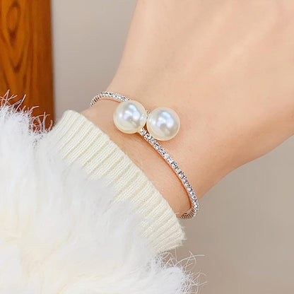 Duo Pearl Pav� Cuff Bracelet