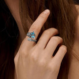 Adjustable Silver Turquoise Dragonfly Ring