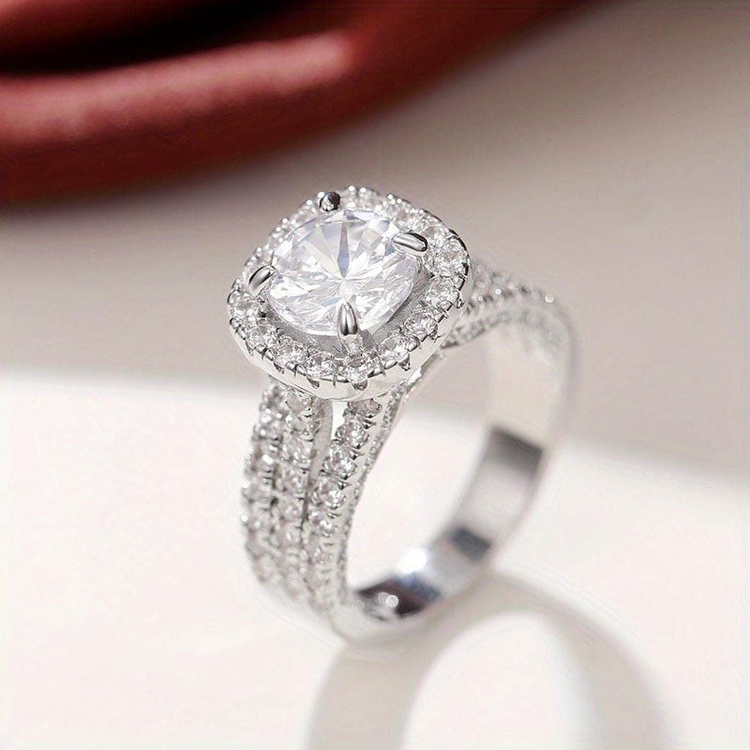 Cushion Halo Pav� Statement Ring