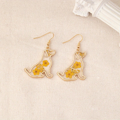 Floral Friend Silhouette Dangle Earrings