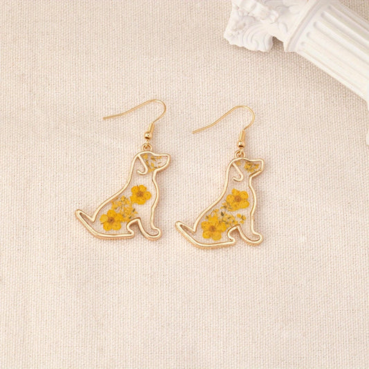 Floral Friend Silhouette Dangle Earrings
