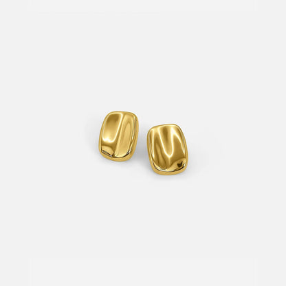 Radiant Gold Rectangular Stud Earrings