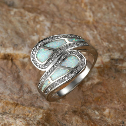 Inlaid Opal Stone Zirconia Ring