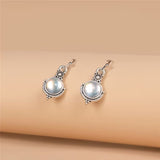 Elegant Round Cabochon Moonstone Earrings