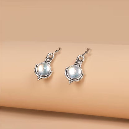 Elegant Round Cabochon Moonstone Earrings