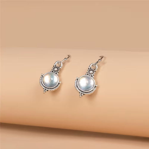 Elegant Round Cabochon Moonstone Earrings