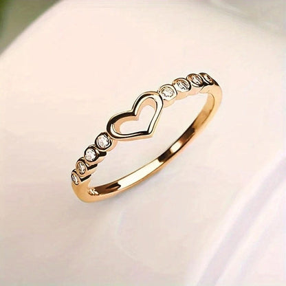 Open Heart Crystals Accent Ring
