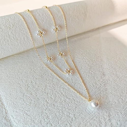 Pearl Flower Layered Necklace