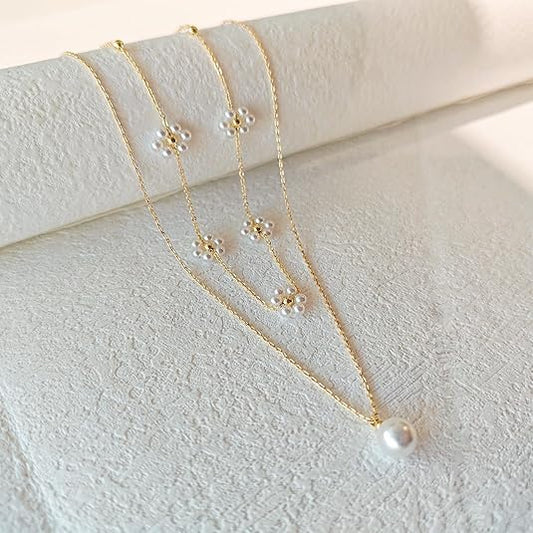 Pearl Flower Layered Necklace