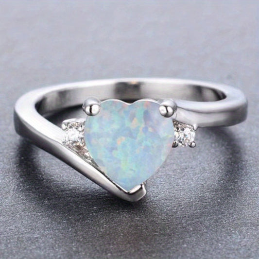 Sleek Silver Heart Moonstone Ring
