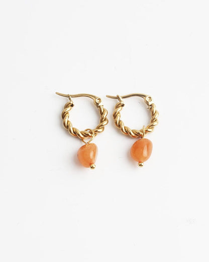 Louane Graceful Drop Stone Twisted Earrings