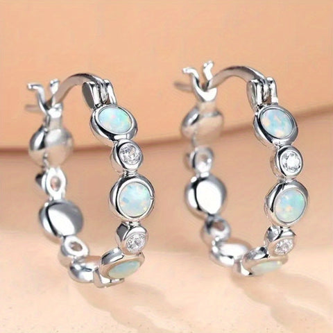 Bohemian Opal Round Earrings