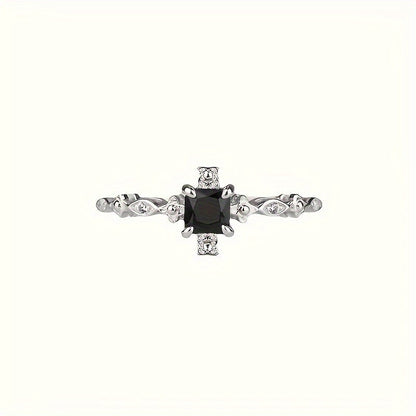 Vintage Black Square Cubic Inlay Ring