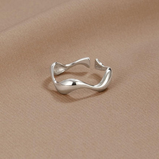 Waves Minimalist Adjustable Ring