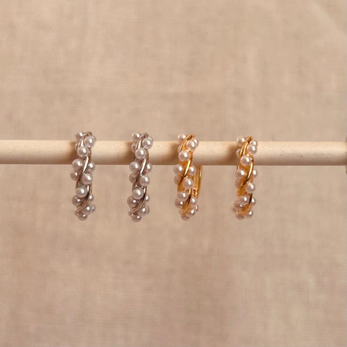 Elegant Pearl Twist Hoop Earrings