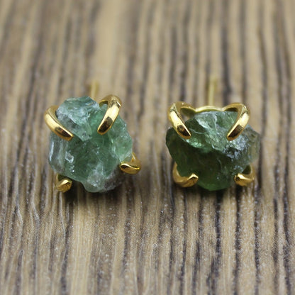 Irregular Mineral Four Claw Stud Earrings
