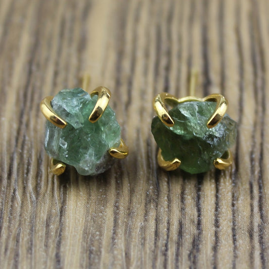 Irregular Mineral Four Claw Stud Earrings