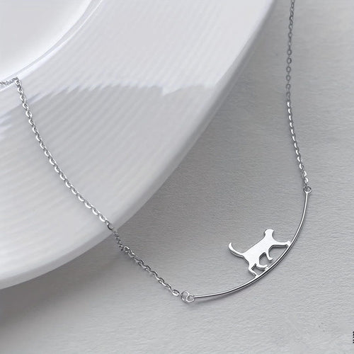 Silver Cat Silhouette Necklace