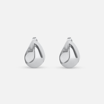 Modern Silver Tear Drop Earrings