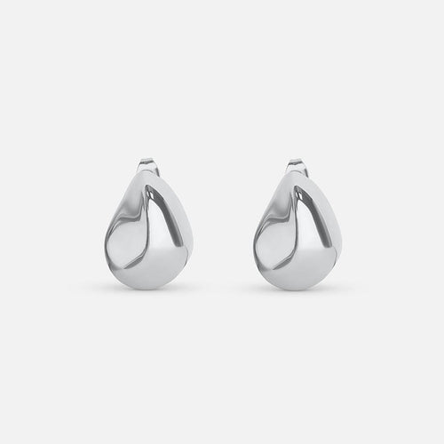 Modern Silver Tear Drop Earrings
