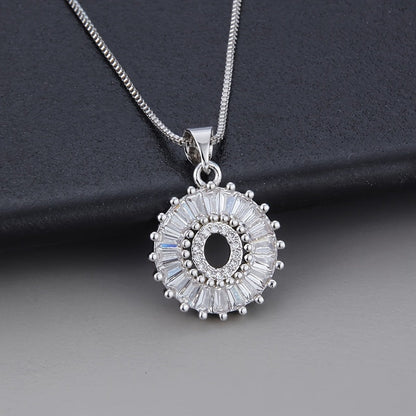 White Gold Initial Letter Zirconia Necklace