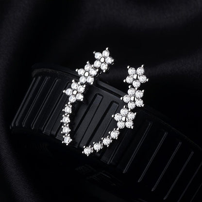 Sparkling Flower Drop Statement Earrings