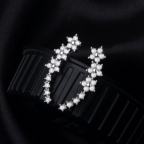 Sparkling Flower Drop Statement Earrings