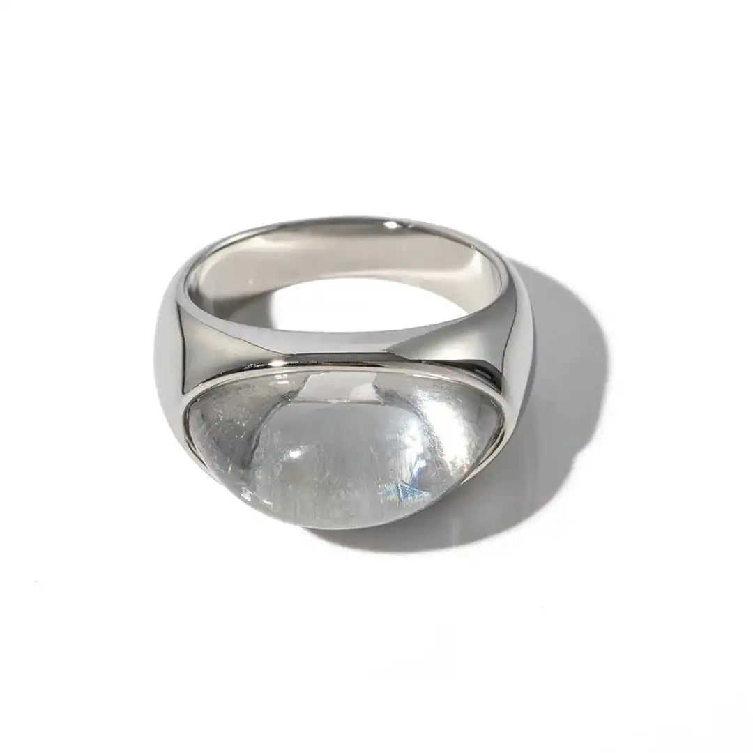Chunky Half Gemstone Dome Rings