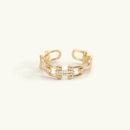 Dazzling Crystal Gold Open Ring