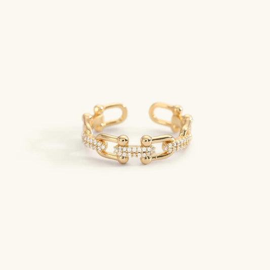 Dazzling Crystal Gold Open Ring