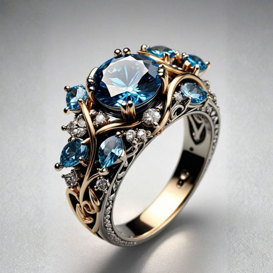 Exotic Blue Crystal Ring