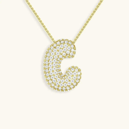 Bubble Initial Crystals Necklace