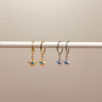 Opal Starburst Hoops Earrings