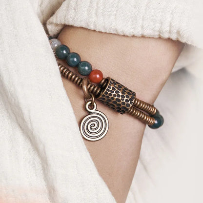 Moss Jade Double Layer Boho Bracelet