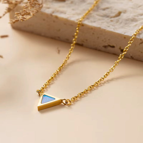Dainty Gold Triangle Opal Necklace