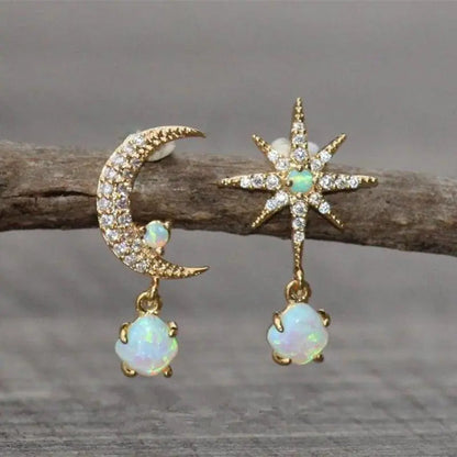 Celestial Opal Gold Earrings