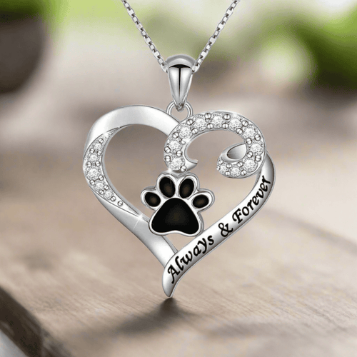 Heart Design Dog Paw Necklace