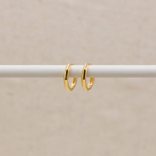 Gold Bevelled Huggie Hoops