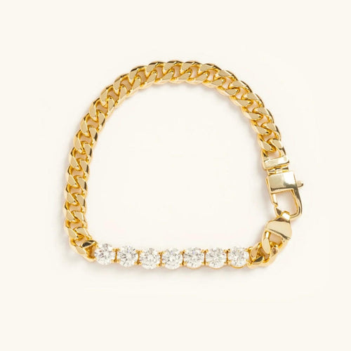 Modern Gold Link Crystals Bracelet