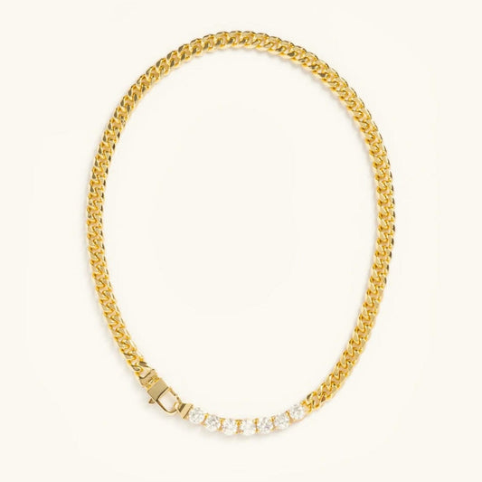 Dazzling Crystals Gold Link Necklace