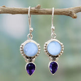 Antique Moonstone Purple Crystal Dangles