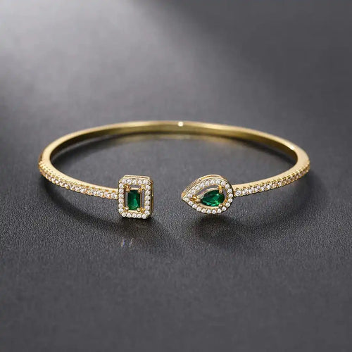 Elegant Emerald Open Cuff Bracelet