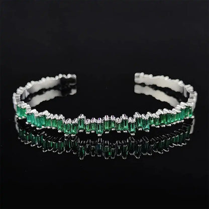 Modern Emerald Zigzag Bangle Bracelet