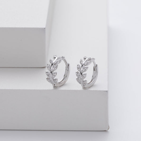 Zirconia Leaf Shaped Earrings