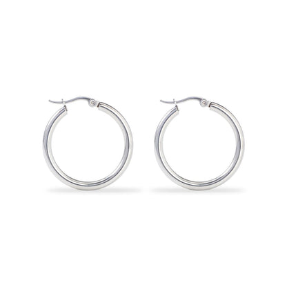 Polished Silver Classic Hoop Earrings