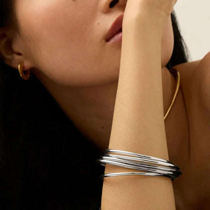 Dazzling Stackable Gold Bangle Set