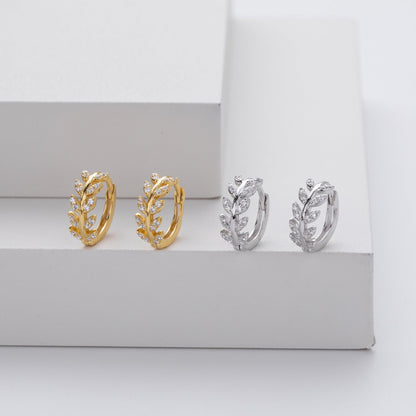 Zirconia Leaf Shaped Earrings
